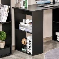 HOMCOM Modern Computer Desk with Storage Shelves, 47" Writing Table Workstation with Bookshelf for Home Office, Black(m-10)