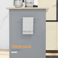HOMCOM Rolling Kitchen Island Cart, Portable Serving Trolley Table with Drawer, Adjustable Shelf and 2 Towel Racks, Grey(m-8)