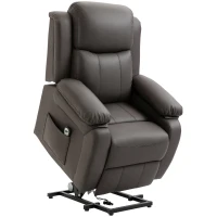 HOMCOM Living Room Power Lift Chair, PU Leather Electric Recliner Sofa Chair for Elderly with Remote Control, 3 Positions, Side Pockets, Extended Footrest, Brown(m-1)