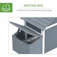 PawHut 60" Large Chicken Coop Wooden Hen House for Outdoor Backyard with 2 Doors, Nesting Box and Removable Tray, White(m-6)