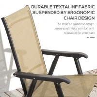 Outsunny Set of 4 Outdoor Folding Chairs, Stackable Patio Dining Chairs with Armrests, Metal Frame, Light Mixed Brown(m-4)