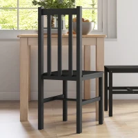 HOMCOM Farmhouse Dining Table Chairs, Set of 2 Pine Wood Kitchen Table Chairs with Slat Back for Living Room, Bedroom, Black(m-7)