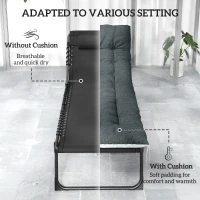 Outsunny Outdoor Lounge Chair Set of 2, Folding Chaise Lounge Tanning Chair with Cushion, Side Pocket, Black/Grey(m-5)