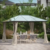 Outsunny Gazebo Curtains, 10' x 12' Universal Replacement Privacy Curtain, 4-Panels Sidewall with Hooks/C-Rings, Beige(m-1)