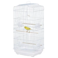 PawHut 36" Bird Cage, Macaw Play House, Cockatoo, Parrot, Finch Flight Cage, 2 Doors, Perch 4 Feeder Pet Supplies, White(m-11)