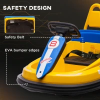 Aosom Bumper Car for Kids, 360° Rotation 6V Electric Ride On Bumper, Yellow(m-6)