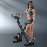 Soozier Foldable Exercise Bike Indoor Stationary Bike w/ 8-Level Magnetic Resistance LCD Screen Phone Holder for Home Gym Black(m-8)