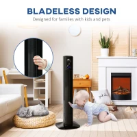 HOMCOM 38" Tower Fan for Bedroom Cooling, Standing Floor Fan with Aroma Diffuser, 70° Oscillating, 12 Hour Timer, LED Sensor Panel, and Remote Control, Black(m-9)