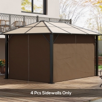 Outsunny Gazebo Curtains, 10' x 13' Universal Replacement Privacy Curtain, 4-Panels Sidewall with Hooks/C-Rings, Dark Brown