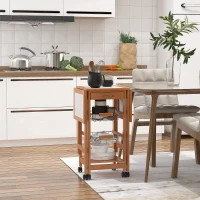 HOMCOM 37" Modern Wooden Kitchen Island with Drop Leaf, Rolling Cart With Basket Storage(m-2)