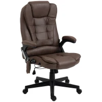 HOMCOM 6 Point Vibrating Massage Office Chair with Heat, Microfiber High Back Executive Office Chair with Reclining Backrest, Padded Armrests and Remote, Coffee(m-11)