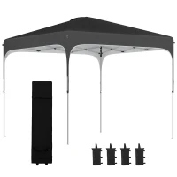 Outsunny 8' x 8' Pop Up Canopy Tent with Wheeled Carry Bag and 4 Sandbags, Instant Sun Shelter, Tents, Black(m-1)