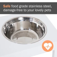 PawHut 23" Modern Decorative Raised Dog Bowls, Wooden Heavy Duty Pet Food and Water Bowl, Elevated Feeding Station, White(m-6)