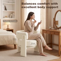 HOMCOM Upholstered Armchair, Sherpa Accent Chair with Lumbar Pillow, Padded Armrests and Thick Cushion, Cream White(m-5)