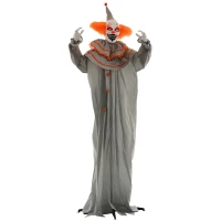 HOMCOM 6' Life Size Orange Haired Clown, Outdoor Halloween Decoration Animatronic, Sound and Motion Activated Light Up Eyes(m-11)