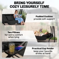 Outsunny 3-Seat Outdoor Patio Swing Chair, Converting Flatbed, Outdoor Swing Glider with Adjustable Canopy, Black(m-7)