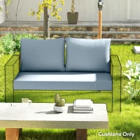 Outsunny 2 Seater Outdoor Seat Cushions with Backrest, Loveseat Double Sofa Outdoor Furniture Cushions, Light Blue(m-8)