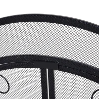 HOMCOM Safety Fireplace Screen Protector with Decorative Scroll Design, 2 Magnetic Doors and Steel Frame, 44" x 33", Black(m-8)