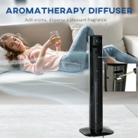 HOMCOM 38" Tower Fan for Bedroom Cooling, Standing Floor Fan with Aroma Diffuser, 70° Oscillating, 12 Hour Timer, LED Sensor Panel, and Remote Control, Black(m-5)
