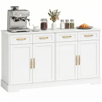 HOMCOM Sideboard Buffet Cabinet, 55" Modern Farmhouse Kitchen Storage Cabinet with 4 Drawers, 4 Doors and 2 Adjustable Shelves(m-13)
