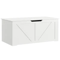 HOMCOM 39.4 Inches Storage Chest, Storage Trunk with 2 Safety Hinges for Living Room, White Wood Grain(m-2)