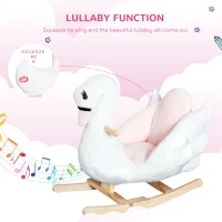 Qaba Baby Rocking Horse, Plush Animal Rocker Swan with Sound, Handle Grip for 18+ Months, White(m-4)