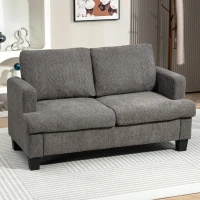 HOMCOM 54.3" Loveseat Sofa, 2 Seater Sofa with Removable Cushions, Small Couch with Solid Wood Frame for Living Room, Dark Grey(m-7)