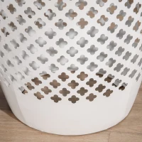 Outsunny 12" Steel Outdoor Side Table, Round Hollow Drum Patio End Table, Accent Table for Indoor and Outdoorr, White(m-7)