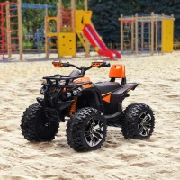 Aosom 12V 4 Wheeler Kids ATV with Music, Headlights for 37-60 Months Boys and Girls, Orange(m-10)