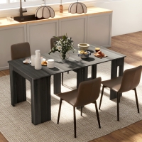 HOMCOM 23.6"-70.9" Extendable Dining Table for 6-8 People, Space-Saving Rectangular Kitchen Table for Small Spaces, Grey