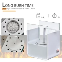 HOMCOM Ethanol Fireplace, 7.75" Tabletop 0.10 Gal, Stainless Steel, Burns up to 2 Hours, White(m-7)