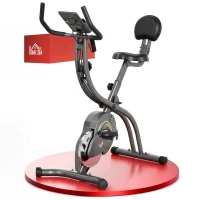 Soozier Folding Exercise Bike with Arm Workout Bands, Magnetic Resistance Foldable Stationary Bike with Phone Holder(m-1)