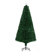 HOMCOM 6' Tall Douglas Fir Pre-Lit Artificial Christmas Tree with Realistic Branches, 24 Multi-Color LED Lights, Fiber Optics and 230 Tips(m-11)