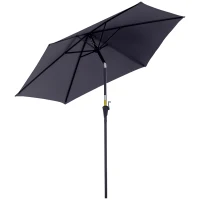 Outsunny 8.5FT Patio Umbrella, Round Garden Parasol with 6 Ribs, Market Sunshade Tilt Canopy w/ Crank Handle for Outdoor, Grey(m-2)