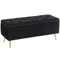 HOMCOM Storage Ottoman Bench, 43 Inch Large Storage Chest with Steel Legs and Padded Seat, Foot Rest, Load 485 lbs, Black(m-9)