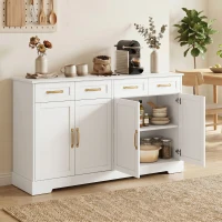 HOMCOM Sideboard Buffet Cabinet, 55" Modern Farmhouse Kitchen Storage Cabinet with 4 Drawers, 4 Doors and 2 Adjustable Shelves(m-1)