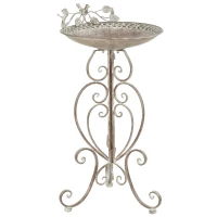 Outsunny 30" Tall Bird Bath with Bird Statues and Decorative Stand, Freestanding Vintage Garden BirdBath Bowl Pedestal, Brown(m-9)