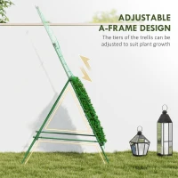 Outsunny Cucumber Trellis for Climbing Plants, Adjustable A-Frame Garden Trellis with Climbing Net, 20 Metal Clips, 4 Net Straps(m-4)