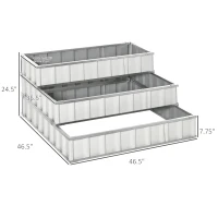 Outsunny 3 Tier Raised Garden Bed Outdoor Metal Patio Planter Box with Gloves, 4' x 4' x 2' for Backyard, White(m-3)
