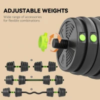 Soozier Adjustable Dumbbell Set, 4 in 1 Weights Dumbbells Set for Home Gym, 66lb Free Weights with Connector and Non-Slip Grip(m-5)