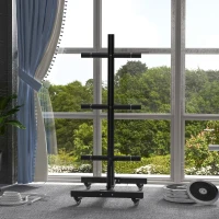 Soozier Weight Plate Rack, Bumper Plate Rack Holder for 2 inch Plates and Bars, with 4 Transport Wheels and 6 Fasten Clamps, 440 lbs Capacity(m-7)