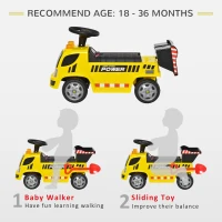Aosom Kids Push Car Toddler Ride-on Construction Toy Cart for Age 18-36 Months with Shovel, Headlights, and Music, Yellow(m-4)
