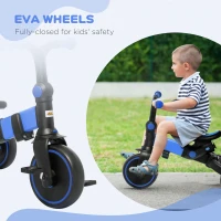 Qaba 3-in-1 Toddler Trike, Push Tricycle, & Balance Bike with Adjustable Settings, Toddler Push Bike, Blue(m-6)