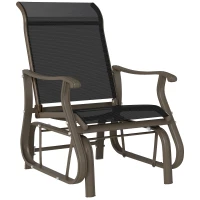 Outsunny Outdoor Glider Chair, Patio Glider with Steel Frame and Mesh Fabric, Outdoor Chair for Backyard, Garden, Porch, Black(m-10)