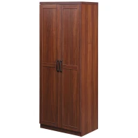 HOMCOM 63" 2-Door Kitchen Pantry, Freestanding Storage Cabinet with 5-tier Shelving and 2 Adjustable Shelves for Dining Room, Brown(m-11)