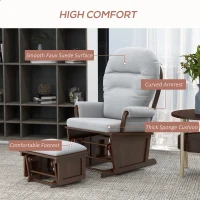 HOMCOM Rocking Chair Set with Ottoman, Nursery Glider Rocker with Footrest, Padded Cushion Seating and Wood Base, Light Gray(m-5)