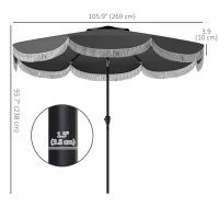 Outsunny 9FT Patio Umbrella Parasol, UPF 30+ Outdoor Market Umbrella with Crank, 8 Ribs, Push Button Tilt, Vented Patio Table Umbrella for Deck Backyard Lawn, Charcoal Grey(m-3)