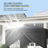 Outsunny 10'x10' Outdoor Pop Up Party Tent Wedding Gazebo Canopy with Carrying Bag (Black)(m-5)