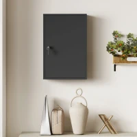 kleankin Wall Mount Medical Cabinet, Bathroom Cabinet with 3 Tier Shelves, 2 Keys, 15.7" x 7.1" x 23.6", Black(m-8)