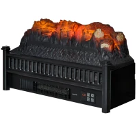 HOMCOM 23" Electric Fireplace Logs with Realistic Ember Bed, Fireplace Heater Insert with Remote Control, Timer, 1400W, Black(m-14)